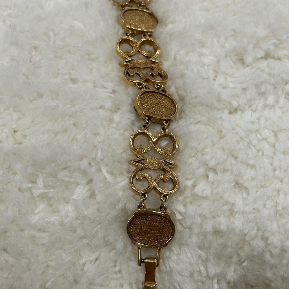 Vintage Swarovski SAL Signed Fleur- de- lis Gold Tone - Picture 5 of 16